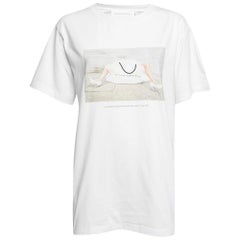 Victoria Victoria Beckham Weißes bedrucktes T-Shirt mit kurzen Ärmeln aus Baumwolle S