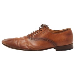 Gucci Brown Leather Lace Up Oxfords Size 45