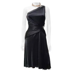 Vintage Versace - Vestito monospalla nero impreziosito da cristalli 38 - 2