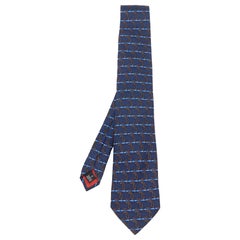 S.T. Dupont Vintage Blue Printed Silk Jacquard Tie