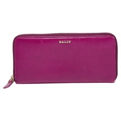 Portafoglio con zip in pelle viola di Bally
