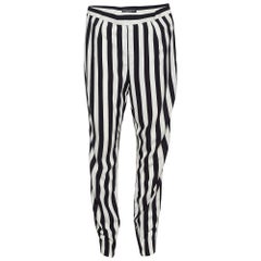 Dolce & Gabbana Monochrome Striped Crepe Tapered Trousers L