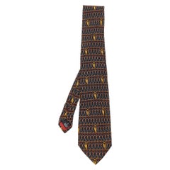 S.T. Dupont Vintage Black Printed Silk Jacquard Tie
