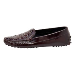 Tod's Burgundy Patent Leather Laser Cut Loafers Size 36.5
