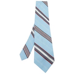 Valentino Blue Striped Cotton Silk Tie