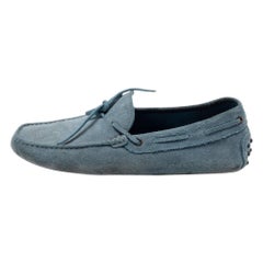 Tod's Light Blue Suede Bow Loafers Size 41