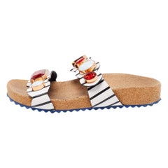 Sophia Webster Black/White Leather Becky Gem Nautical Sandals Size 36