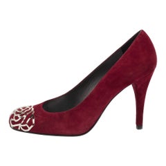 Stuart Weitzman Burgundy Suede Rosita Round Toe Pumps Size 37