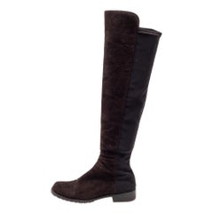 Used Stuart Weitzman Brown Suede Knee Length Boots Size 34.5