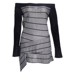 Roland Mouret Black/White Knit Off-Shoulder Top L