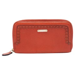 Burberry Prorsum - Portafoglio con zip in pelle arancione