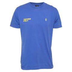 Marcelo Burlon Blue Cotton Printed Crew Neck T-Shirt S