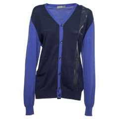 McQ by Alexander McQueen Blue Knit Button Front Long Sleeve Cardigan L
