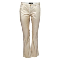 Love Moschino Gold Foil Print Denim Straight Fit Jeans M/Waist: 30.5"