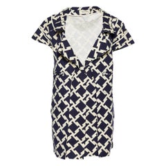 Marni Blue Houndstooth Print Cotton Short Sleeve Coat M