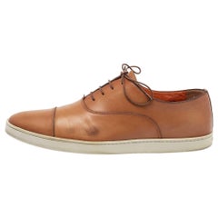 Santoni Brown Leder Lace Up Derby Größe 45.5