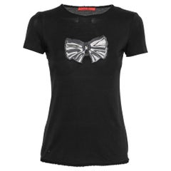 CH Carolina Herrera Black Cotton Bow Applique T-Shirt XS