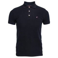 CH Carolina Herrera Navy Blue Cotton Pique Short Sleeve Polo T-Shirt S