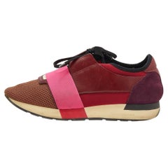 Balenciaga Multicolor Leather And Mesh Race Runner Low Top Sneakers Size 40