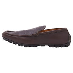 Gucci Brown Guccissima Leather Slip On Loafers Size 39