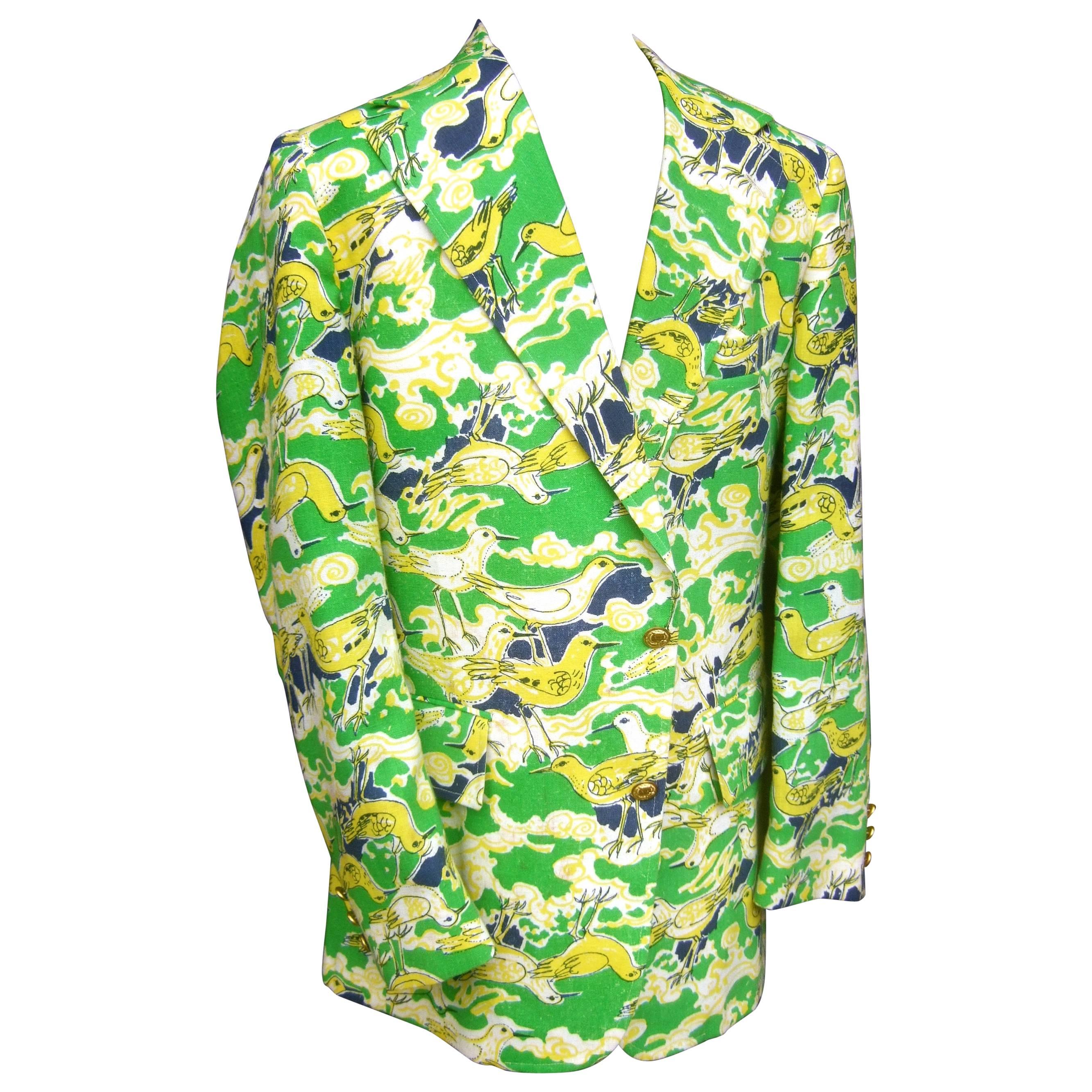 Lilly Pulitzer Men's Whimsical Seagull Print Jacket ca 1970