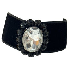 Christian Dior 1993, collier ras de cou en velours noir gothique princesse en cristal de verre