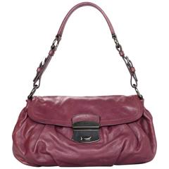 Prada Sandalo Dusty Rose Pleated Leather Shoulder Bag