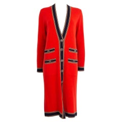 CHANEL red cashmere 2020 20C LONG Cardigan Sweater 42 L