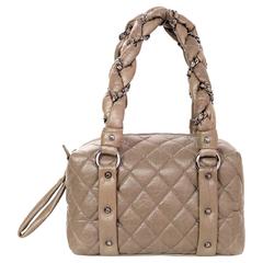 Chanel Taupe Quilted Leather Lady Braid Satchel Bag