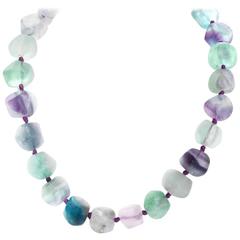 Green & Purple Semi-Precious Beaded Stone Collar Necklace