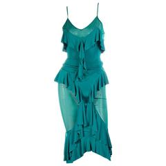 Tom Ford for Yves Saint Laurent Rive Gauche Sheer Ruffle Top and Skirt Set