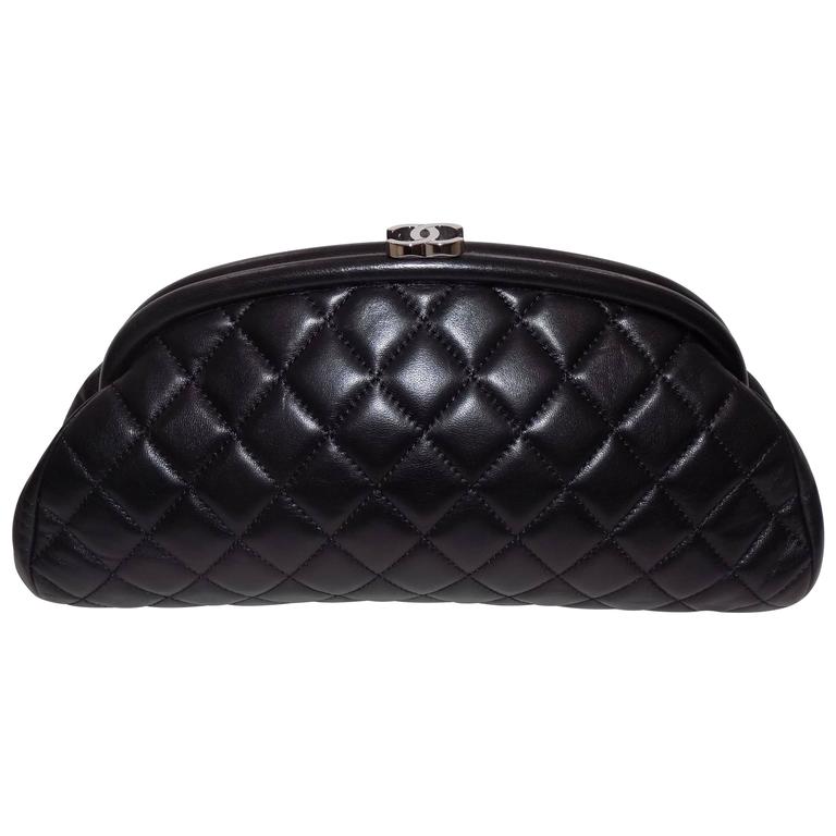 Chanel Lamb leather quilted Half moon timeless clutch bag at 1stDibs