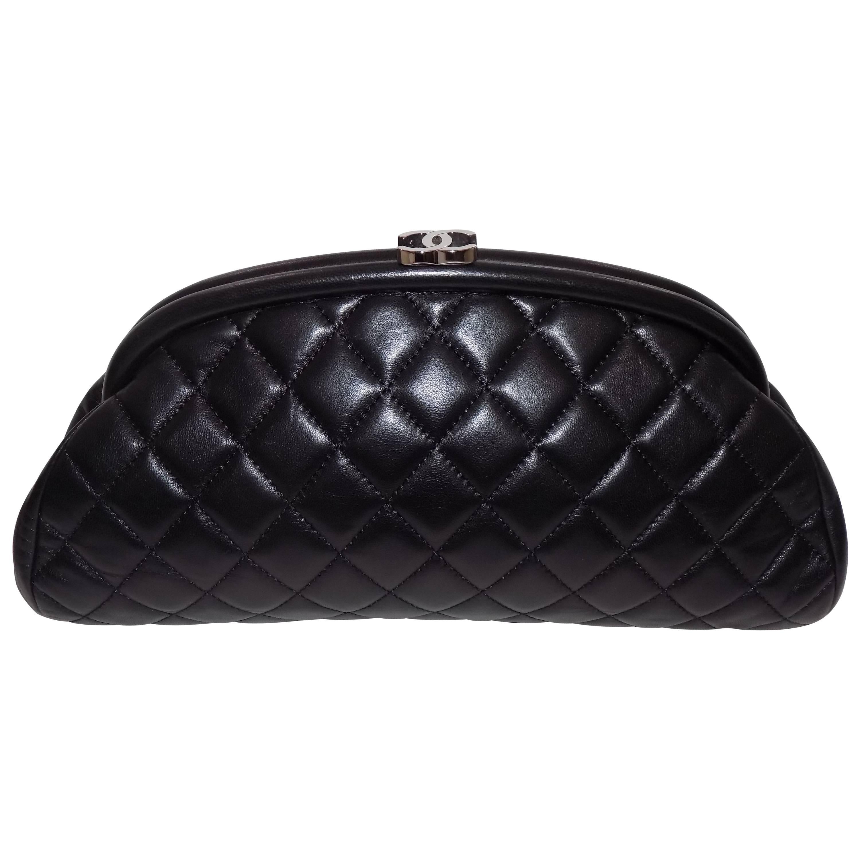 Chanel Lamb leather quilted  Half moon  timeless clutch bag
