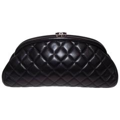 Chanel Lamb leather quilted  Half moon  timeless clutch bag 