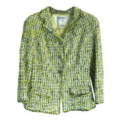 Chanel Rare Vintage 2006 Lime Green Tweed Jacket