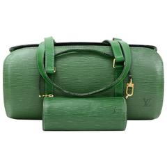 Louis Vuitton Soufflot Green Epi Leather Bag + Pouch