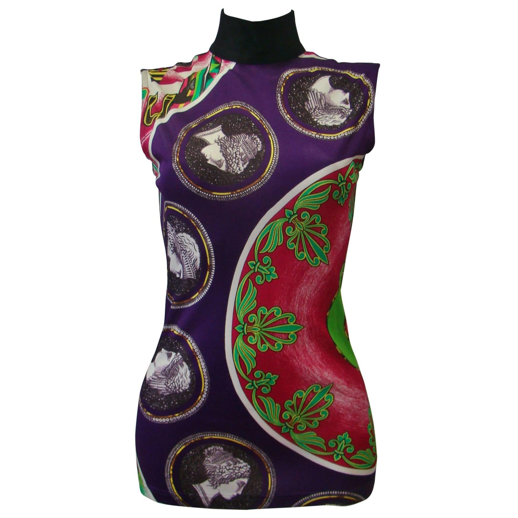 Gianni Versace Silk Printed Top Spring 1991 For Sale