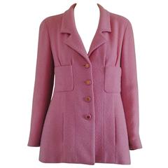 Vintage 1992 Chanel Pink Boucle Wool Jacket