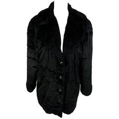 Vintage RoccoBarocco fur synthetic poncho batwing coat women's black size 32 US bolero