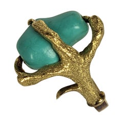Bague à griffes inhabituelle en turquoise émaillée