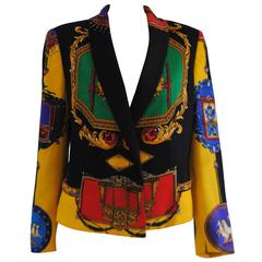1980s RARE Istante By Gianni Versace Wool Print Jacket