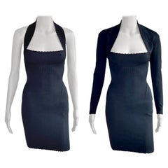 Azzedine Alaia S/S 1992 Unworn Bustier Open Back Dress and Bolero 2 Piece Set