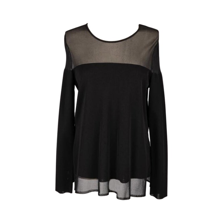 Christian Dior Black Mesh Long-sleeved Top For Sale