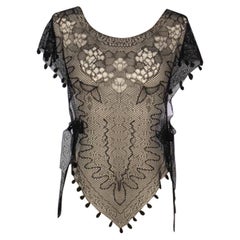 Christian Dior Black Crocheted Silk Hemstitched Top, 2025