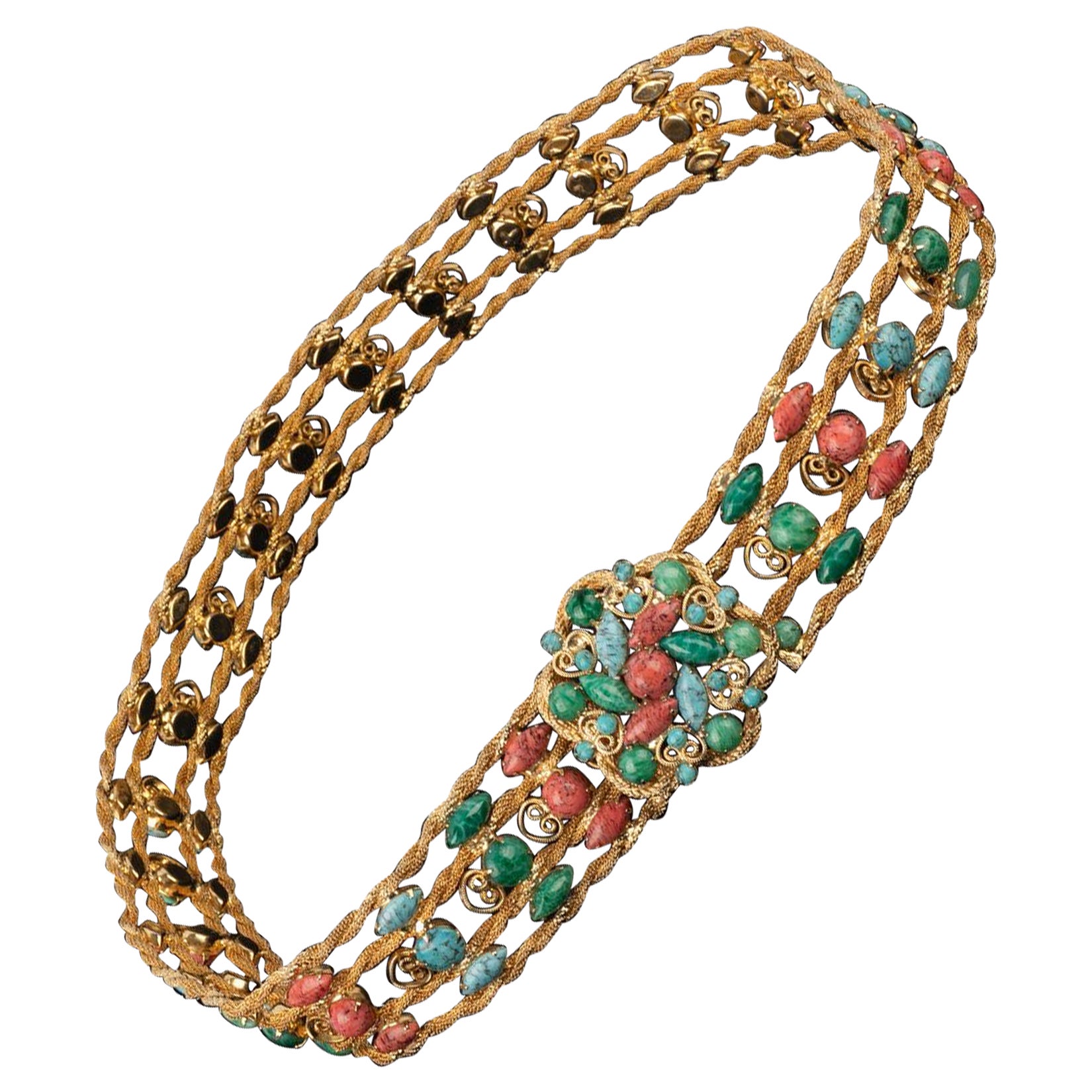 Yves Saint Laurent Jewelry Belt Haute Couture, 1980s For Sale