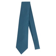 Cravate en soie bleue Hermès tissée avec H