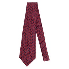 Cravate en soie bleue et rouge Hermès