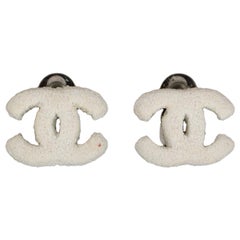 Chanel Silvery Metal CC Earrings 'Snow', 2003