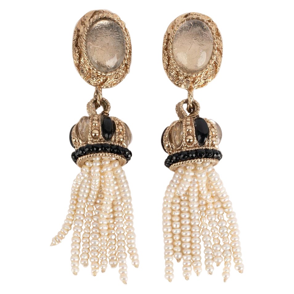 Goossens Light-golden Metal Clip-on Earrings For Sale