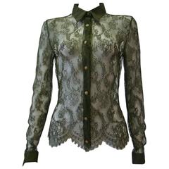 Istante By Gianni Versace Lace Sheer Shirt